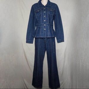DKNY Blue Denim Jacket and Flare Pants Set